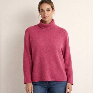 Autumn Cashmere 100% Cashmere Pink Turtleneck Long sleeve Sweater